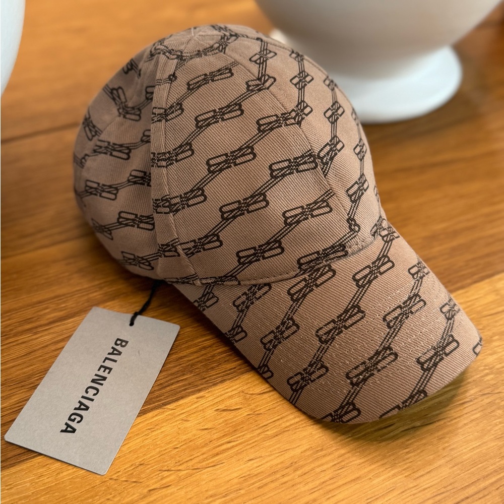 Balenciaga Tan Logo-Patterned Hat